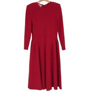 Peter Lynne  vintage Dress Size 12 Womens wool Red Long Sleeve sweater Knit